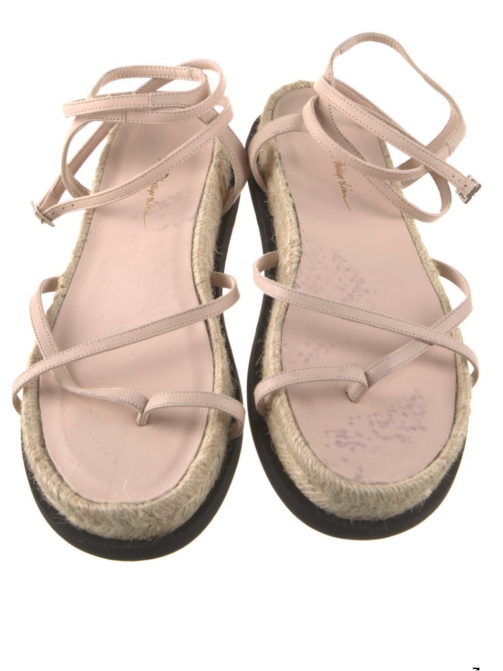 3.1 Phillip Lim Blush Pink Leather Wrap Sandals with Espadrille Trim